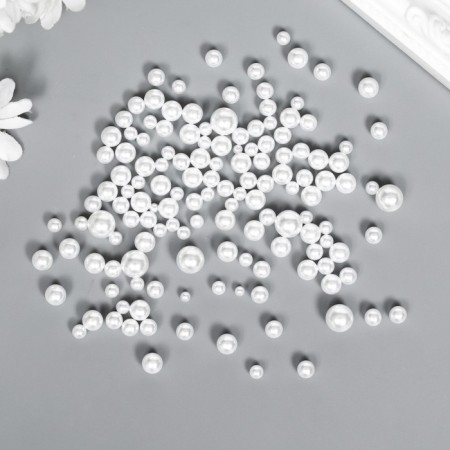 Decor for creativity plastic "Balls. White mother-of-pearl" d = 3-8 mm, set 10 grams