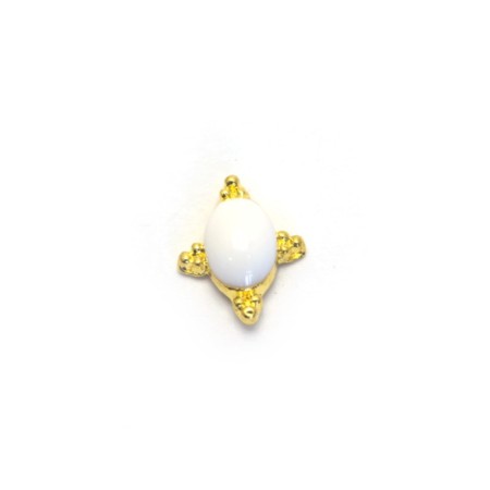 Pole Metallic fittings "Rhombus with white stone", 4 pcs