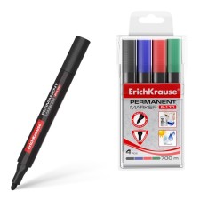 A set of markers of permanent Erichkrause P-170, 4 pieces, 2.0 mm, alcohol-based ink, black, blue, red, green