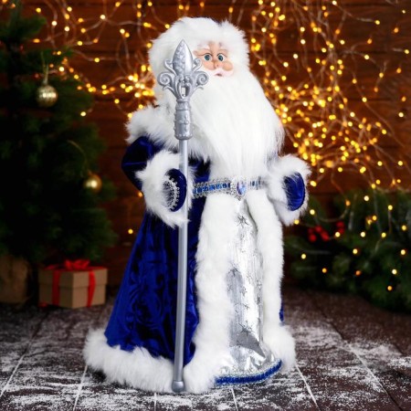 Santa Claus "in a blue-silver coat, with a patterned staff" moves, 25x50 cm-3