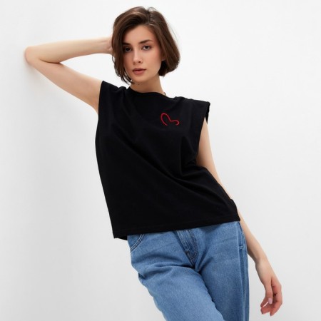 Women's T-shirt Minaku "Heart" Color Black, Rr. 42-1