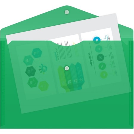 A4, 120 μm button, calligrata, transparent, green folder, green-2