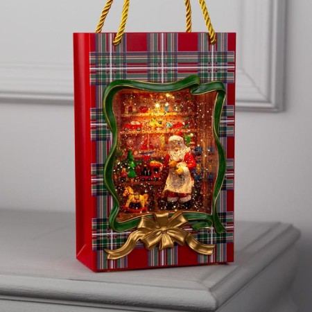LED figure "Package with Santa Claus" 15 × 23 × 7 cm, plastic, AAX3 batteries (not in the kit), USB, glow warm white