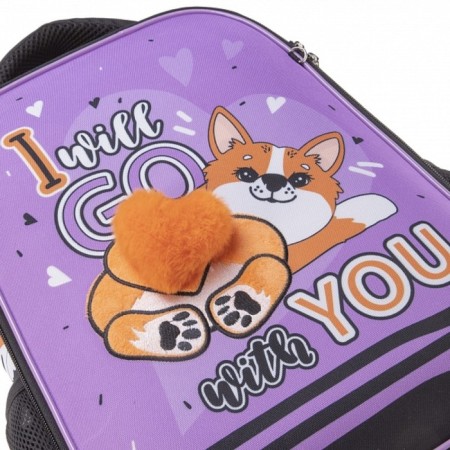Frame backpack 38 x 29 x 12.5 cm, Hatber Ergonomic Light "Milashka Corgi", Pink/Black NRK71013-6
