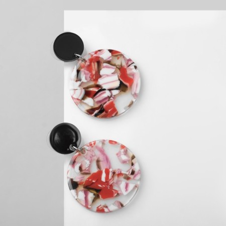 Acryl Earrings "Circle", colored in silver-1