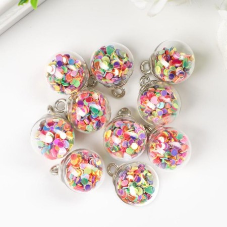 Suspension decorative for creativity glass "ball - circles" d = 1.6 cm set 10 pcs