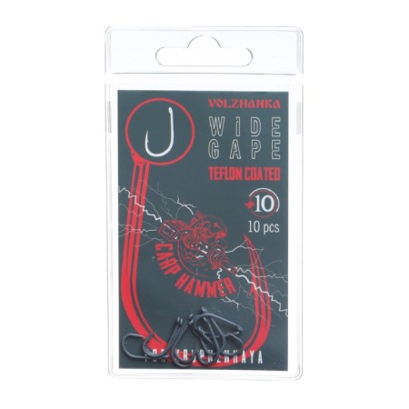 Carp hook Volzhanka Wide Gape Teflon No. 10 10 pieces