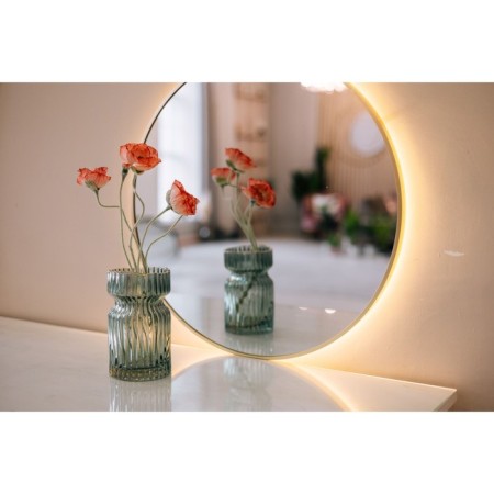 Decorative vase of embossed glass, 120 × 120 × 190 mm, green color-1