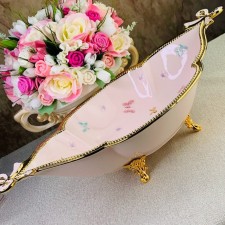 Блюдо Lenardi «Бабочки», на ножках, длина 48 см, цвет розовый