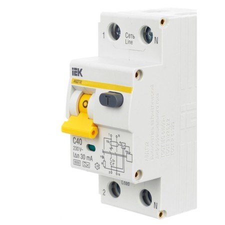 Diff. Automat IEK, 1 P + N, 2 mod., C 40 A, 30 mA, type A, 6 KA, AVDT-32, MAD22-5-040-C-30-7