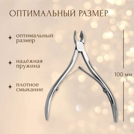 Manicure nippers for cuticle, double spring, 10 cm, blade length - 7 mm, on the blist, silver color-1