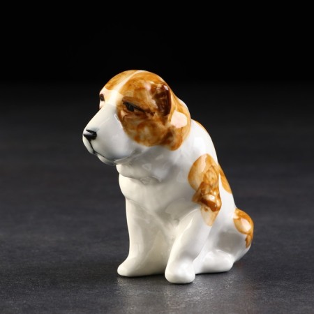 Porcelain figurine "Alabai red-white", 10 cm, author's painting