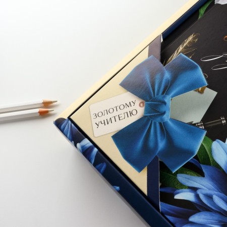Gift set “Teacher sounds proudly”: Diary and a bell handle (ball, blue paste, 1 mm)-2