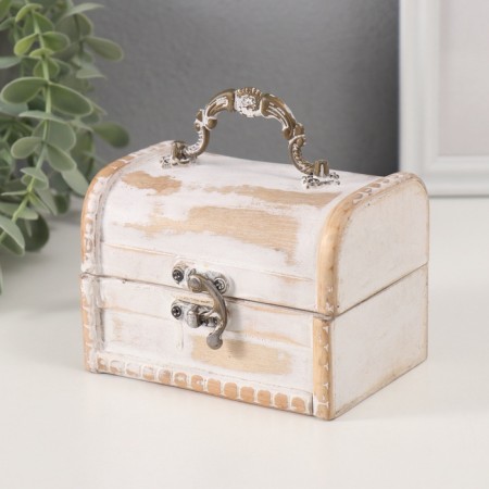 Casket wood chest "aged white" 8.5x12x8.5 cm