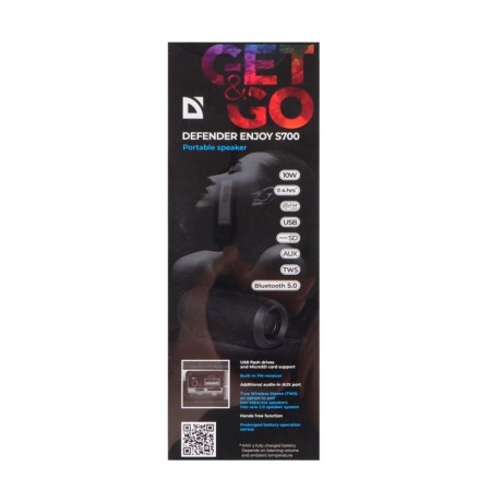 The portable column Defender Enjoy S700, 10W, 1200 mAh, BT, FM, USB, Microsd, Aux, Black-8
