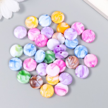 Beads for creativity plastic "flattened circles of marble" colored 20 g 1.3x1.3x0.5 cm