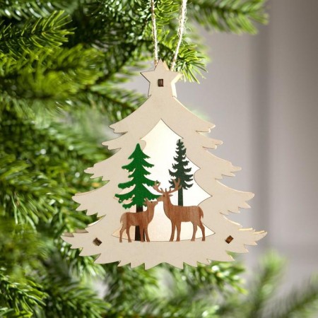 Christmas tree toy "Christmas tree with deer", from batteries, glow warm white-2