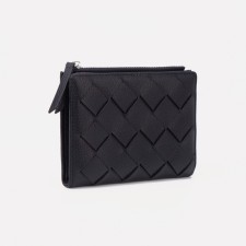 Women's wallet on the button, black color