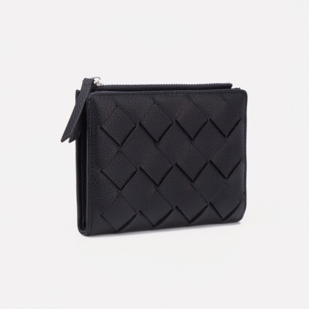 Women's wallet on the button, black color