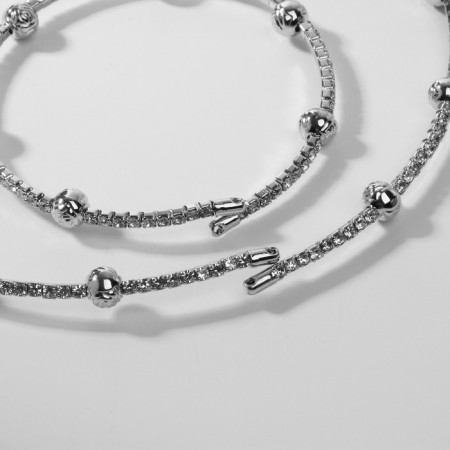 Set 2 objects “necklaces, bracelet” Noel, beads No. 6, white color in silver-1