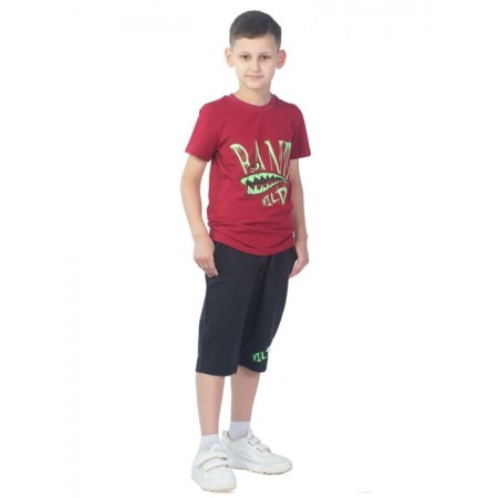 Costume for a boy, height 128 cm, burgundy color-1