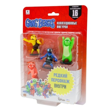Set of Gang Beasts figures, with a blue hero-rack, 5 pcs-2
