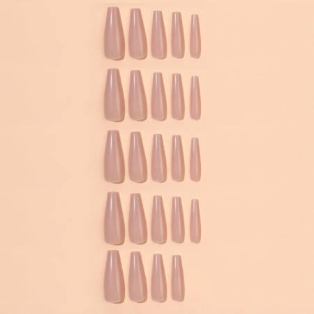 Patching nails, 24 pcs, ballerina shape, beige color-2