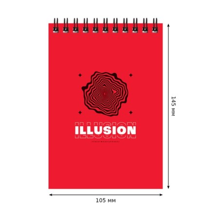 Notepad A6, 40 sheets in a cage on the crest Illusion, cover Cover Cardboard, OFSET block 60 g/m2, mix-2