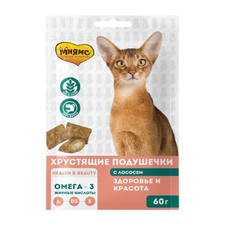 Crushing pillows Mnyams "Health and Beauty" for cats, with salmon, 60 g