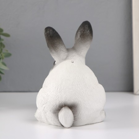 The piggy bank "Rabbit No. 1 is white with black tips" height 14 cm, width 10 cm, length 18 cm.-3