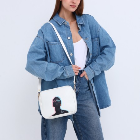 Women's bag over the shoulder Textura, small, white color-9