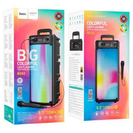 Portable column Hoco BS52, 20 W, 2200 mAh, BT5.0, TWS, USB, AUX, FM radio, black-6