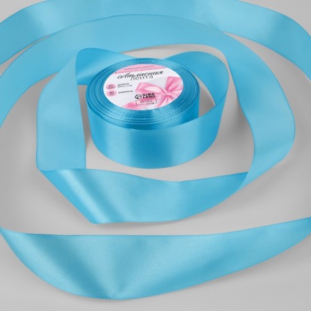 Satin tape, 40 mm × 23 ± 1 m, color bright blue No. 20