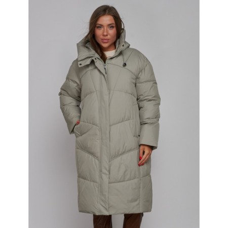 Coat insulated winter female, size 44, green color-8