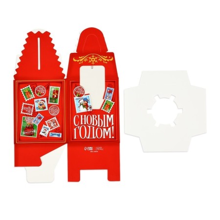 Folding box for one capcake "Happy New Year!", 9 x 9 x 11 cm, New Year-6