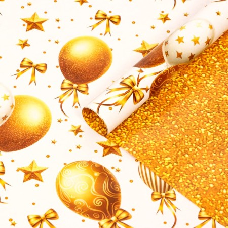 Paper packaging glossy bilateral "Golden Balls", 100 x 70 cm
