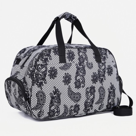 Road bag with lightning, 2 outer pockets, long belt, gray color