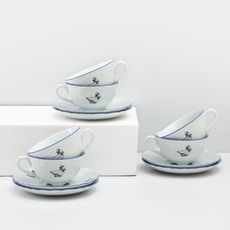 Tea service for 6 Person "Rococo. Geese ", 12 items: a cup 220 ml, a saucer d = 15.5 cm