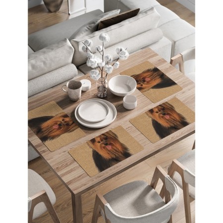 A set of napkins for setting the Yorkshire Terrier table, rectangular, rounded edges, size 30x46 cm, 4 pcs