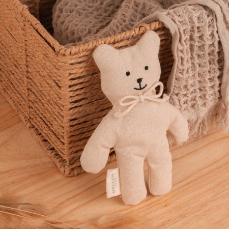 Soft toy "Bear" with a bow, 17 cm, beige color-5