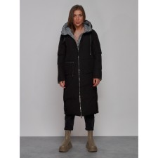 Coat insulated double -sided female, size 46, black color