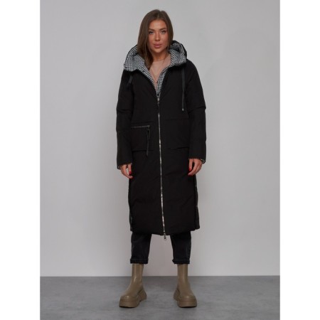 Coat insulated double -sided female, size 46, black color
