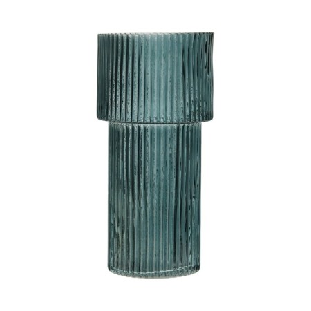 Decorative vase of embossed glass, 95 × 95 × 200 mm, blue color-4