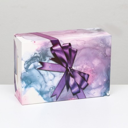 Folding box "Gift" with a purple bow, 16 x 23 x 7.5 cm