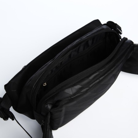 Bag on one shoulder with a zipper, 3 outer pockets, black color-4