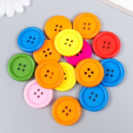 Buttons wood for creativity 4 punctures "simple" set of 15 pcs 3x3 cm