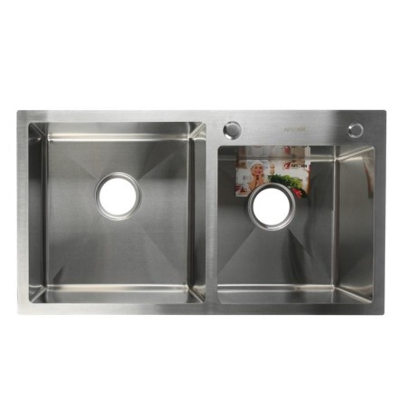 Kitchen sink Aflorn AF97843-D, Sredal, double, S = 3.0 and 0.8 mm, 78x43x22 cm, siphon, satin