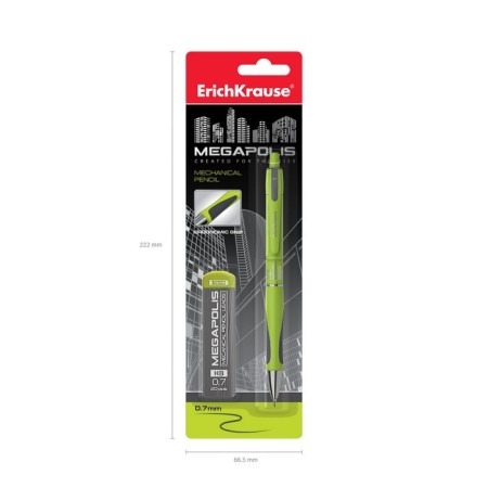 Set of Pencil Mechanical HB, 0.7 mm, Erichkrause Megapolis Concept + 20 sections, blister, rubber emphasis-3