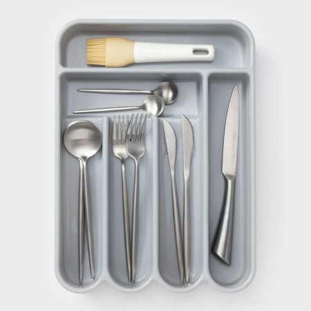 Tray for cutlery, 5 departments, 35.5 × 26 × 5 cm, color gray color