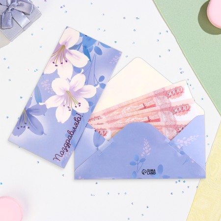 Money envelope "Congratulations!" lilies, 16.5x8 cm-1